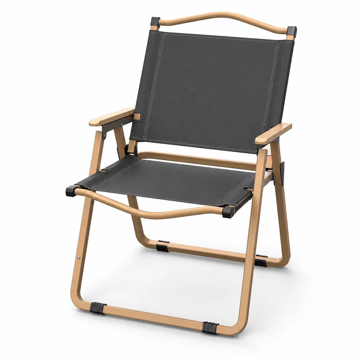 Modern Outdoor Folding Aluminum Alloy Chair — L / Black with gold